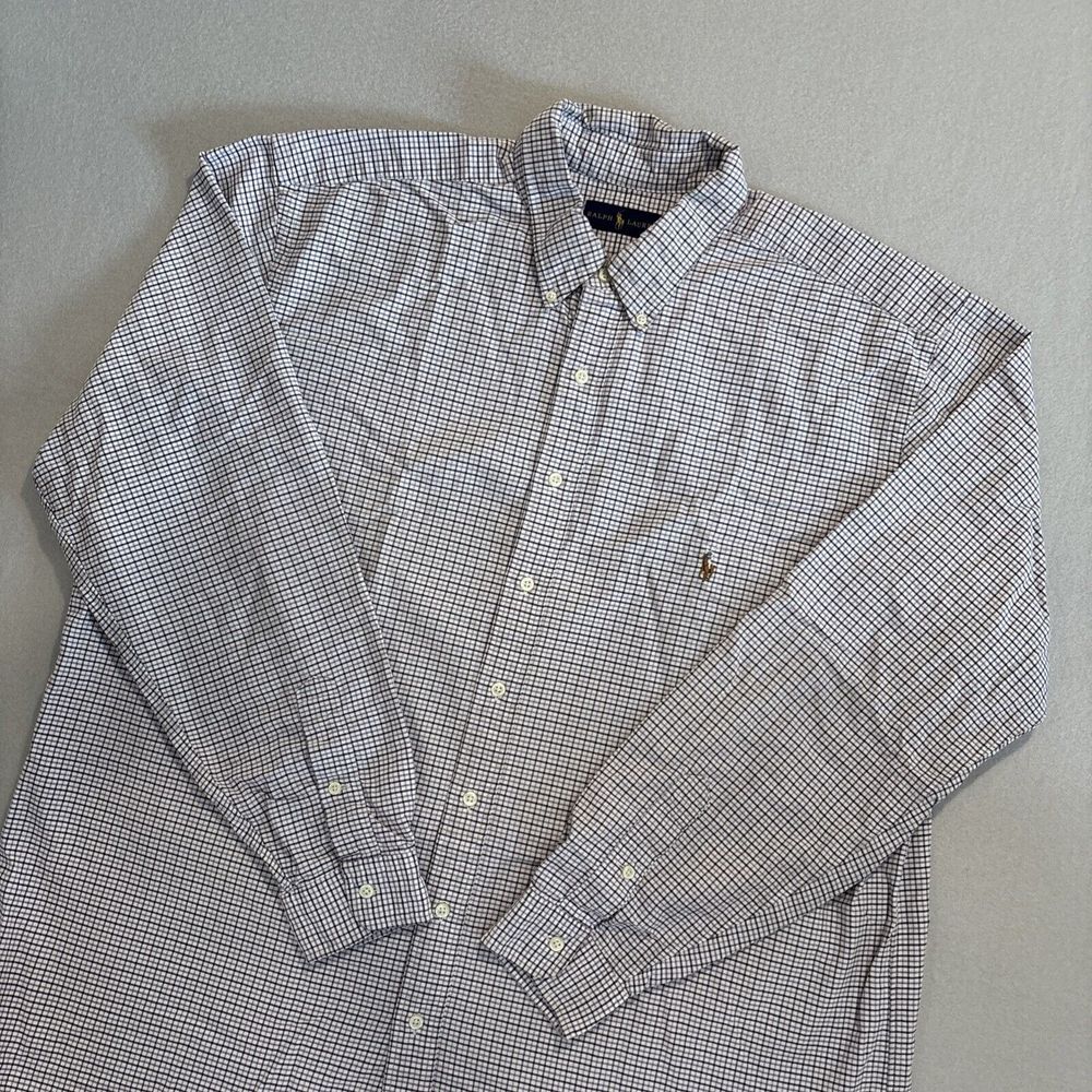 Ralph Lauren 2XLT Shirt Men PURPLE Plaid Cotton Classic Button Down‎ EXCELLENT